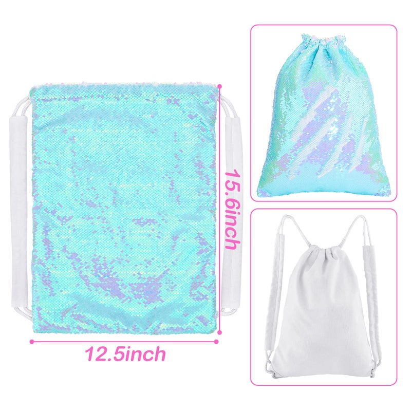 MHJY Sparkly Drawstring Backpack Mermaid Sequin Dance Bag Sports Gym Beach Swim Backpack Birthday Easter Gift Bag - Image 4